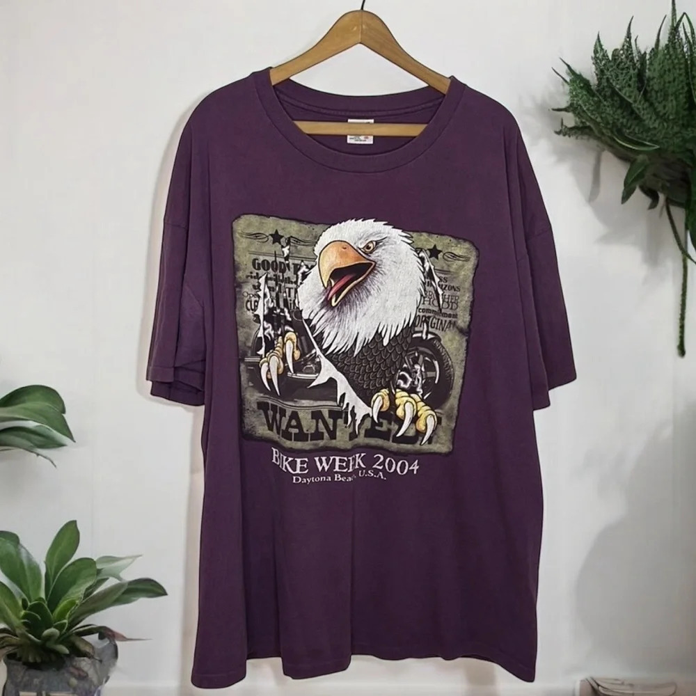 Vintage Single Stitch 2004 Daytona Beach Bike Week Eagle Double Graphic T Shirt